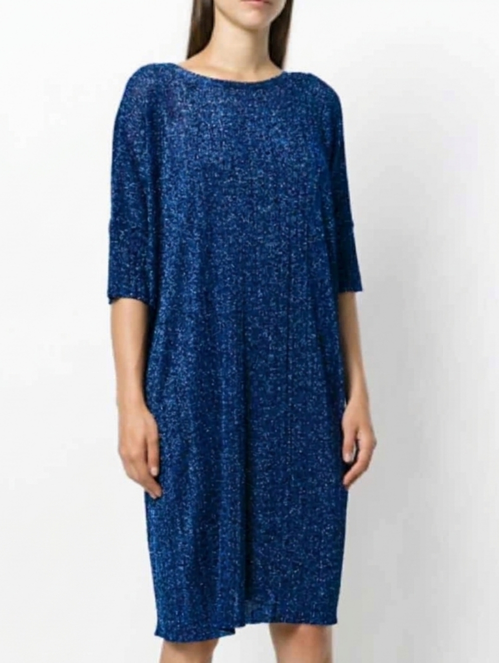 Diesel Navy Metallic Knit Midi Dress